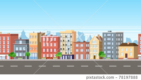 City facade buildings town street panorama concept City facade buildings town street panorama concept 78197888