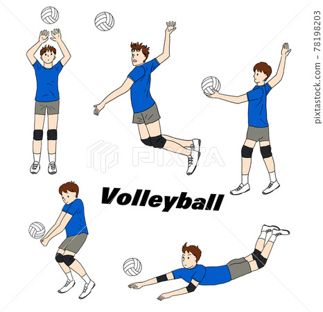 Volleyball player illustration set Volleyball player illustration set 78198203