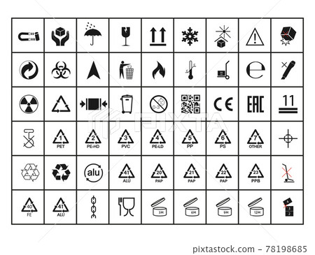Set of packaging symbol. Vector illustration. flat design. 78198685