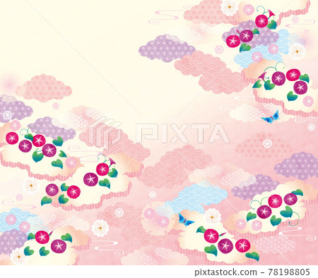 Wafu background material (morning glory) 8-1 78198805