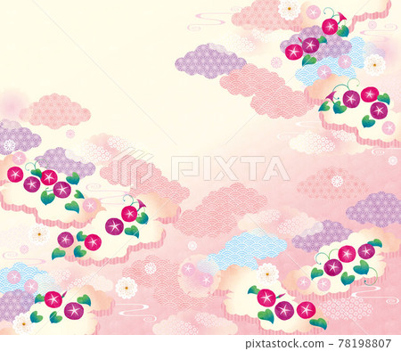 Wafu background material (morning glory) 8-2 78198807