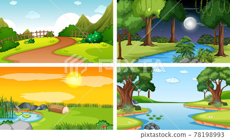 Four different scene of nature park and forest Four different scene of nature park and forest 78198993