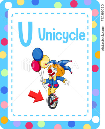 vAlphabet flashcard with letter U for Unicycle vAlphabet flashcard with letter U for Unicycle 78199010