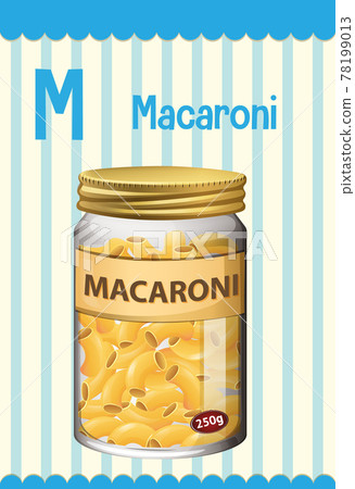 Alphabet flashcard with letter M for Macaroni 78199013