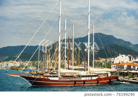Ships with masts in the bay of Marmaris.Turkey Ships with masts in the bay of Marmaris.Turkey 78199290