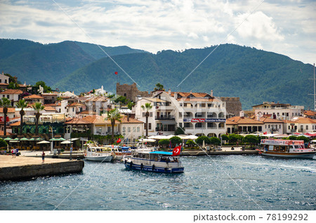 MARMARIS, TURKEY-June 27, 2018:Sea vessels on the embankment of the Turkish city of Marmaris MARMARIS, TURKEY-June 27, 2018:Sea vessels on the embankment of the Turkish city of Marmaris 78199292