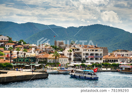MARMARIS, TURKEY-June 27, 2018:Sea vessels on the embankment of the Turkish city of Marmaris MARMARIS, TURKEY-June 27, 2018:Sea vessels on the embankment of the Turkish city of Marmaris 78199293