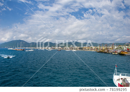 Ships with masts in the bay of Marmaris.Turkey Ships with masts in the bay of Marmaris.Turkey 78199295