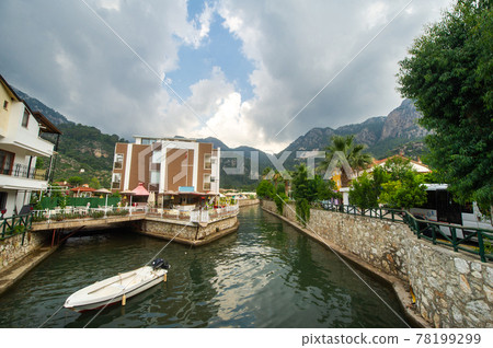 The embankment of the village of Turunch in the province of Mugla.Turkey The embankment of the village of Turunch in the province of Mugla.Turkey 78199299