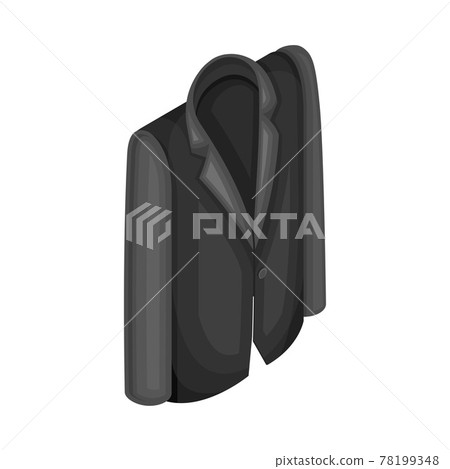 Black Jacket with Long Sleeves as Clothing or Apparel Item Made of Fabric Isometric Vector Illustration Black Jacket with Long Sleeves as Clothing or Apparel Item Made of Fabric Isometric Vector Illustration 78199348