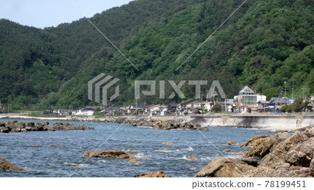 Road station seen from Sasagawa coast Sasagawa flow Kuwagawa station and Kuwagawa village Road station seen from Sasagawa coast Sasagawa flow Kuwagawa station and Kuwagawa village 78199451