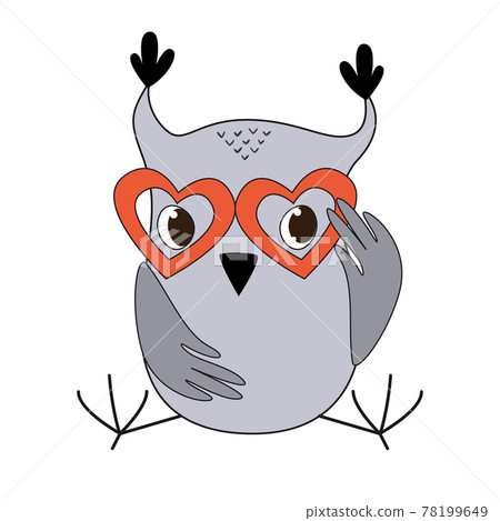 Cute cartoon owl in doodle style. Vector illustration. Cute cartoon owl in doodle style. Vector illustration. 78199649