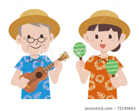 男人和女人穿著夏威夷襯衫玩耍 男人和女人穿著夏威夷襯衫玩耍 78199683