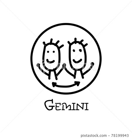 Gemini zodiac sign in circular frame. Contour icon 78199943