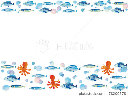 水彩風格海洋生物框架 78200578