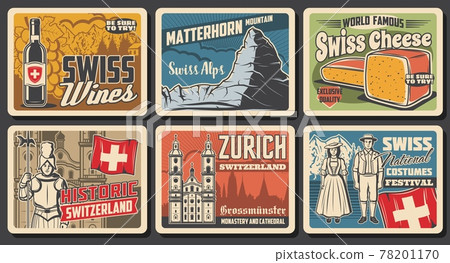Switzerland travel landmark posters, Swiss 78201170