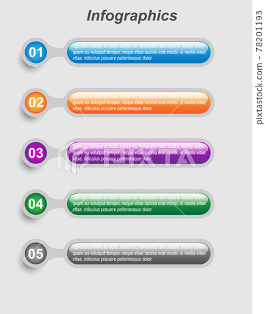 Infographic design template with paper tags. 78201193