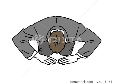 Simple touch Illustration of a businessman sitting on the ground 78201231