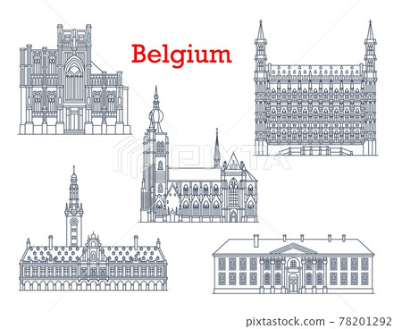 Belgian churches and cathedrals architecture icons Belgian churches and cathedrals architecture icons 78201292
