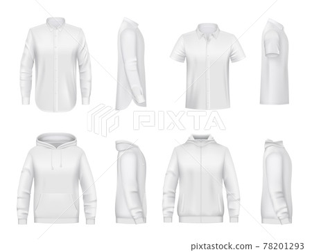 Man clothing, white shirt and hoodie vector mockup Man clothing, white shirt and hoodie vector mockup 78201293