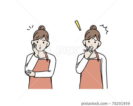 家庭主婦驚訝的面部表情姿勢女性上半身插畫素材 78201959