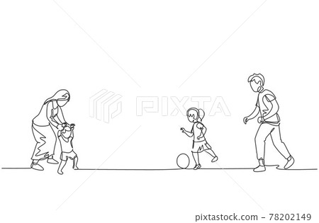 family playing soccer clip art