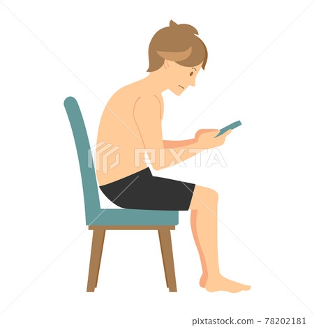 A man looking at a smartphone in a bad way A man looking at a smartphone in a bad way 78202181