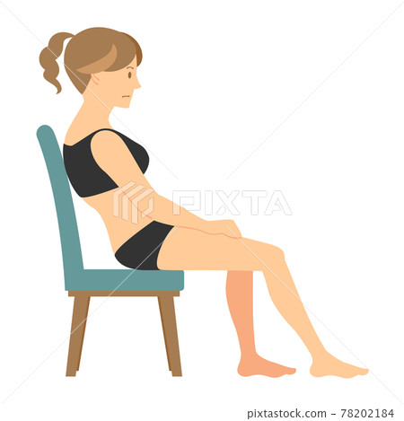 Woman sitting in a bad posture 78202184