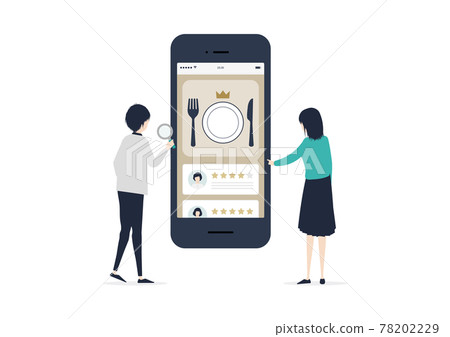 Check the word-of-mouth on the gourmet site Illustration material of Japanese couple 78202229