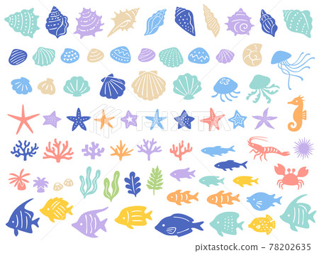 Sea creature icon set 78202635