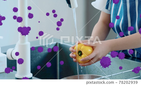 Women washing vegetables Hygiene management Food poisoning countermeasures 78202939