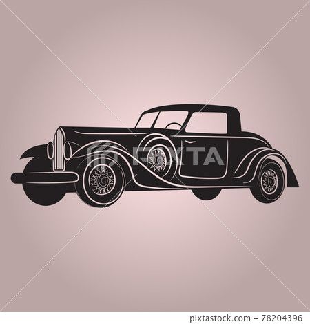 Muscle Classic or retro car front and side view. Flat and solid color vintage vector illustration. Muscle Classic or retro car front and side view. Flat and solid color vintage vector illustration. 78204396