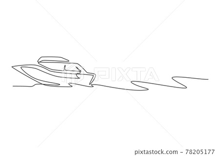 One continuous line drawing of fast speed boat sailing on the sea. Water transportation vehicle concept. Dynamic single line draw design vector illustration graphic One continuous line drawing of fast speed boat sailing on the sea. Water transportation vehicle concept. Dynamic single line draw design vector illustration graphic 78205177