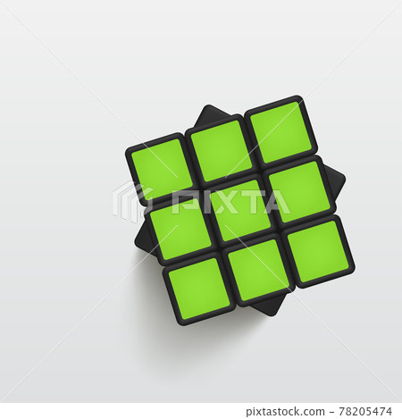 solved green realistic rubik cube on white 78205474