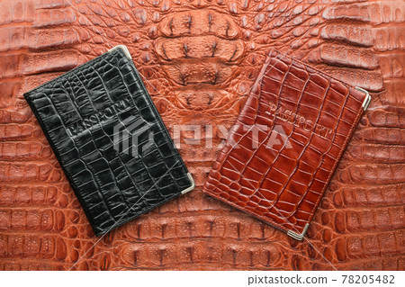Two passports lying on the brown crocodile skin. Travel. Two passports lying on the brown crocodile skin. Travel. 78205482