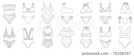 Set of women swimwear isolated on white background 78206297