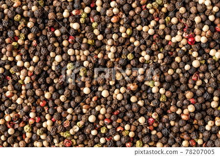 Mixed peppercorns texture. Background with copyspace. Close up. Top view 78207005