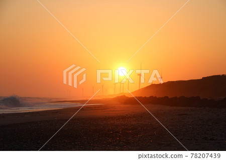 Beach and windmill at sunset 1 Beach and windmill at sunset 1 78207439
