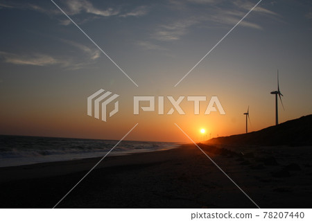 Beach and windmill at sunset 2 Beach and windmill at sunset 2 78207440