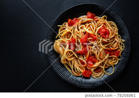 Tomato pasta with cheese on plate Tomato pasta with cheese on plate 78208861