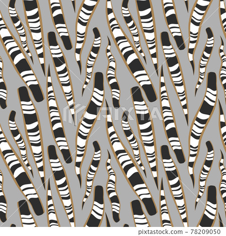 Simple minimal black and white snake plant leaves tropical seamless pattern. Gray background. Simple minimal black and white snake plant leaves tropical seamless pattern. Gray background. 78209050