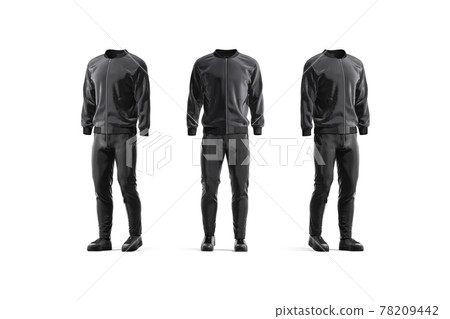 Blank black sport tracksuit mockup, front and side view 78209442