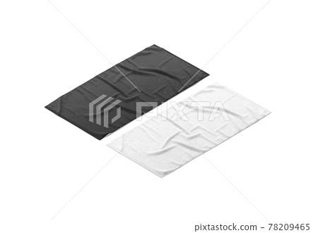 Blaank black and white crumpled big towel mockup, side view 78209465