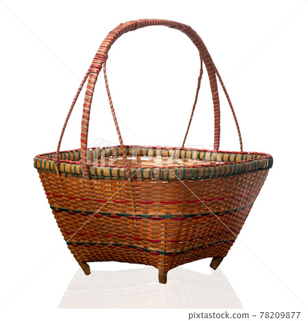 Brown bamboo basket isolated on white background with clipping paths. clipping paths. 78209877