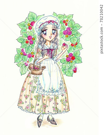 年輕女士採摘野草莓,18 世紀歐洲鄉村手繪 年輕女士採摘野草莓,18 世紀歐洲鄉村手繪 78210042