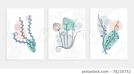 minimal line leaves and flower poster layout set minimal line leaves and flower poster layout set 78210752