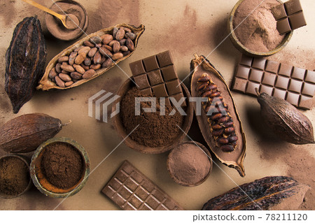 Chocolate sweet, cocoa and food dessert background 78211120