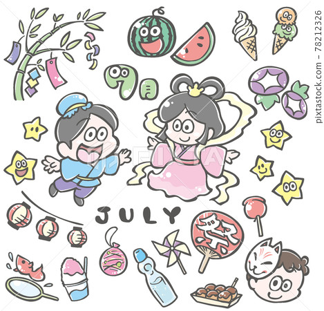 [July illustration] Tanabata, summer festival, etc. 78212326