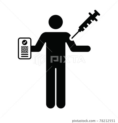 Covid passport icon vector with male pictogram symbol for medical and healthcare covid19 certificate in a glyph illustration 78212551