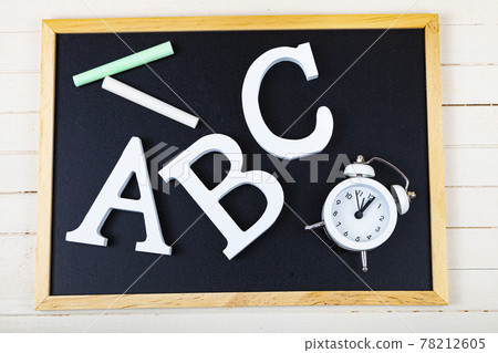 Letters ABC and chalk board. Letters ABC and chalk board. 78212605